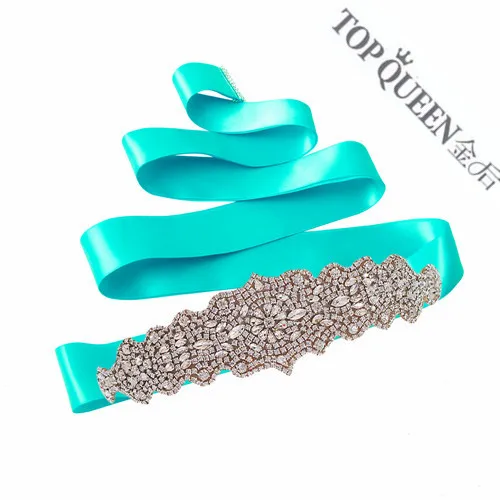 Blue TOPQUEEN S233 пояс со стразами кристалл свадебное вечернее платье пояс для невесты пояс для свадьбы свадебные аксессуары - Цвет: Blue