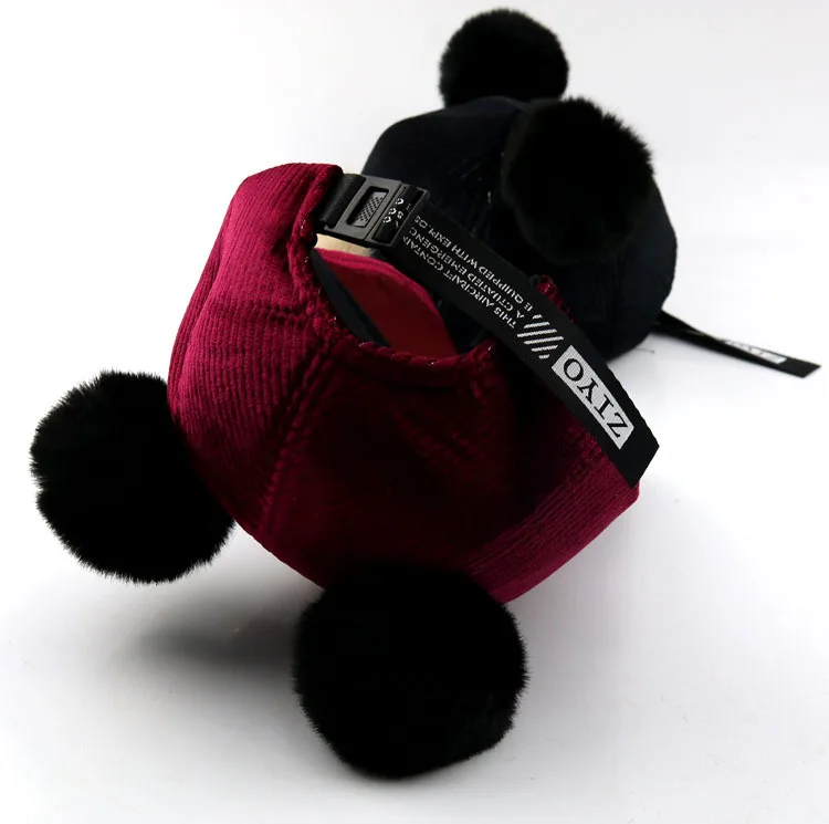 Hat for boy and girl Children's hat 2018 autumn winter new cute cartoon double ball pompom hats baseball caps kids Snapback | Детская