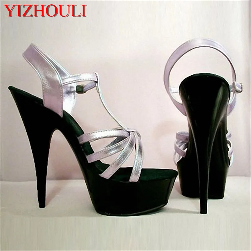 Elegant silver 15CM high heels stage pole dancing/performance/star/model runway sandals