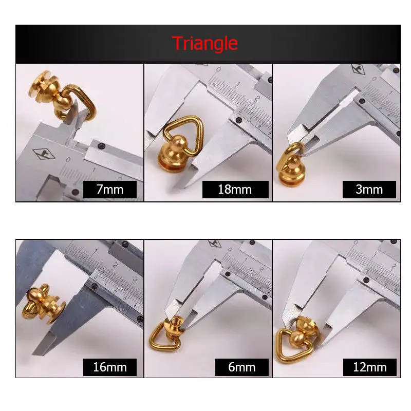Triangle ring 10 шт. латунные шариковые Шпильки заклепки с D кольцом отвертка круглый головной гвоздь пятна поворотный 360 Вращающаяся головка Шипы Кожа ремесло DIY - Цвет: Triangle ring