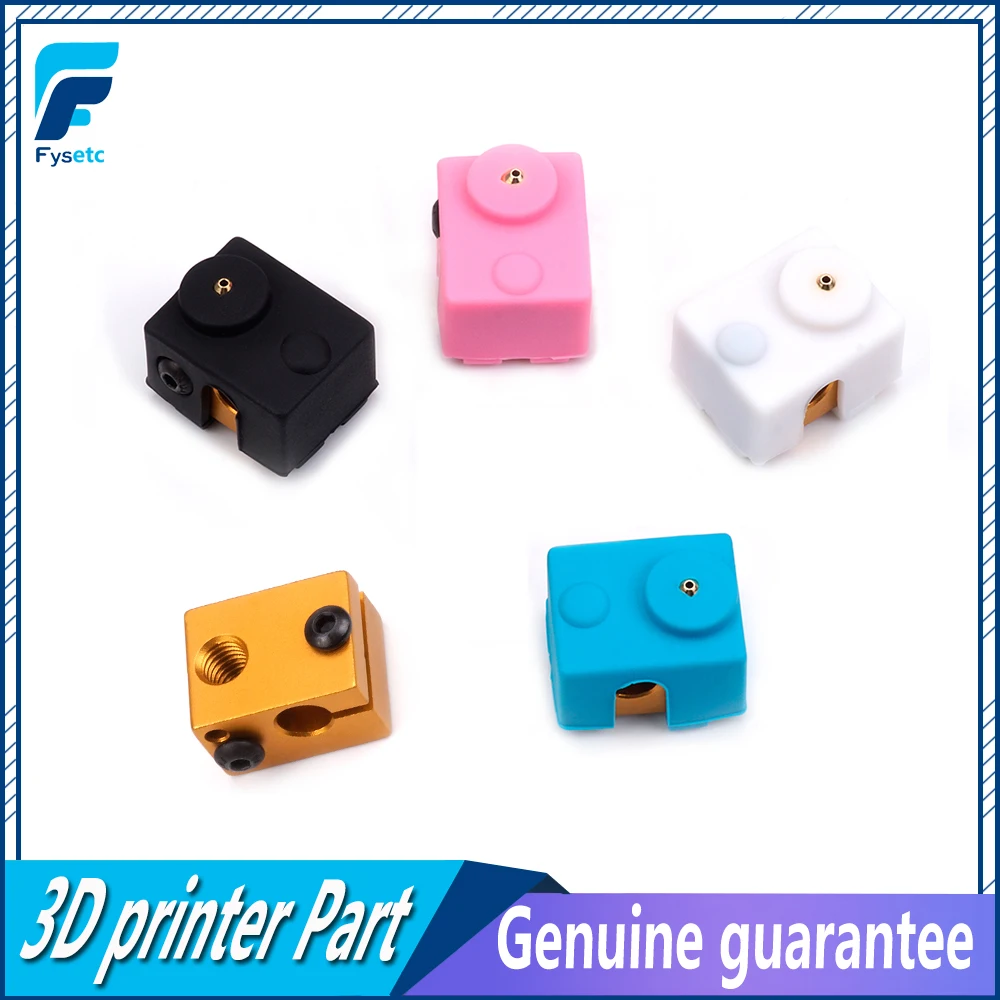 

5x Golden V6 Aluminum Heater Block All-Metal V6 Extruder With Silicone Sock For Hot End 20*16*12mm 3D Printer Parts