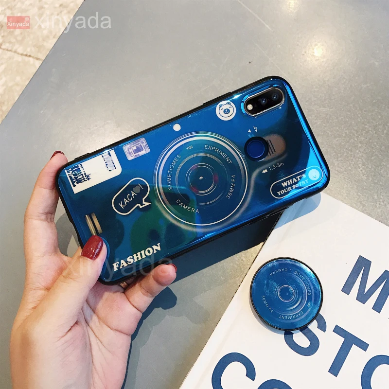 Camera Case For huawei honor 8A 8C 8X Y9 2019 Back Cover luxury soft Bumper Silicone TPU flower Armor Shell coque | Мобильные