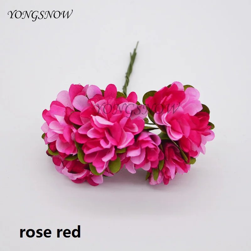rose red 72 шт./лот, 3 см, искусственные бумажные цветы, хризантема, букет цветов, украшение для свадебной вечеринки, сделай сам, скрапбукинг, венок, искусственный цветок - Цвет: rose red