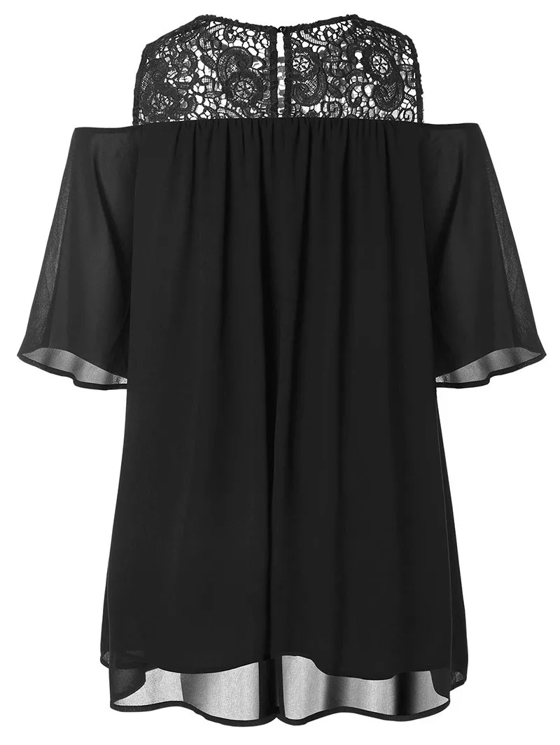 PlusMiss размера плюс 5XL из кружев кроше с открытыми плечами шифона Мини платья Для