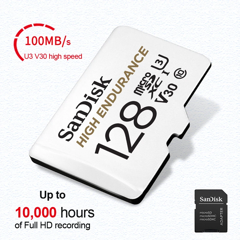 Карта microSD SanDisk высокой прочности 32 ГБ, карта памяти Micro SDHC до 100 м/с 64 Гб 128 ГБ 256 ГБ MicroSDXC, скорость видео U3 V30 HD 4K