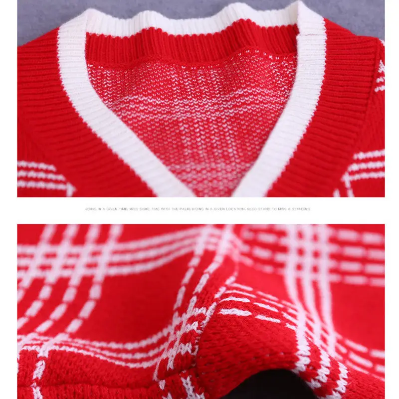 Spring and Autumn 2019 New Women's V-neck Plaid Sweater Korean Loose Long-sleeved Small Fresh Cardigans YP133 |