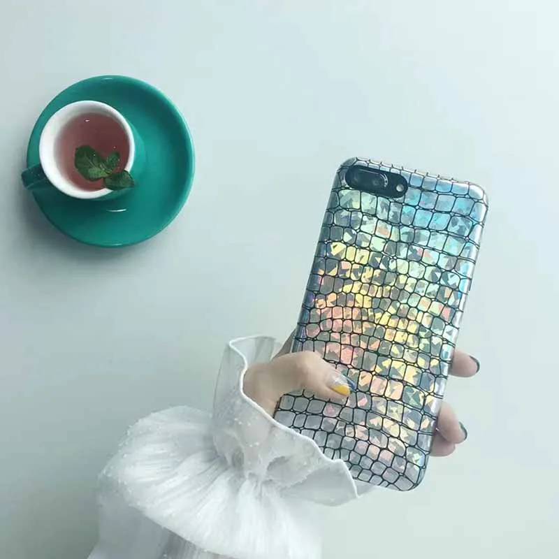 JIBAN Телефон чехол для iphone 8 плюс Чехол Лазерная сверкающая блестящая крокодиловая