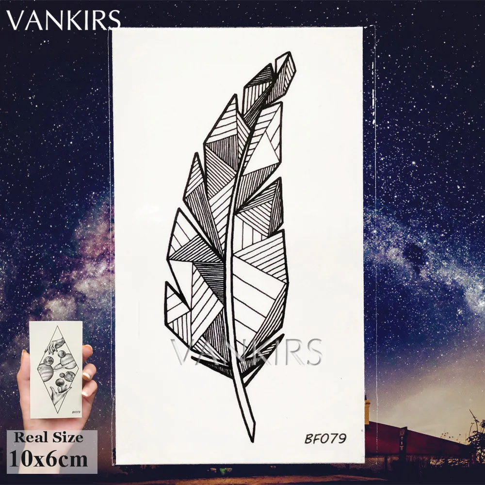 VANKIRS индийские Летающие птицы перо женские временные татуировки наклейки для