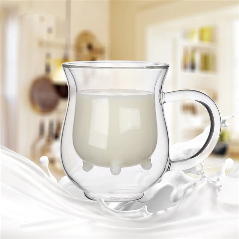 Milk Cup Кружка с двойными стенками стакан для молока кружка для чая крушки термос чашка для эспрессо вино пиво Горячая новая кружка с двойными стенками кофейный стакан термостойкий - Цвет: Milk Cup