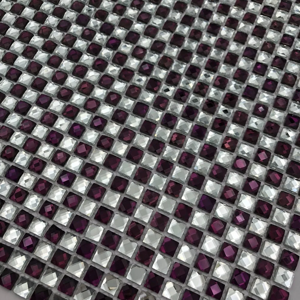 Новая 13 граней блестящая стеклянная мозаичная плитка фиолетовый и белый LSMR1001 |