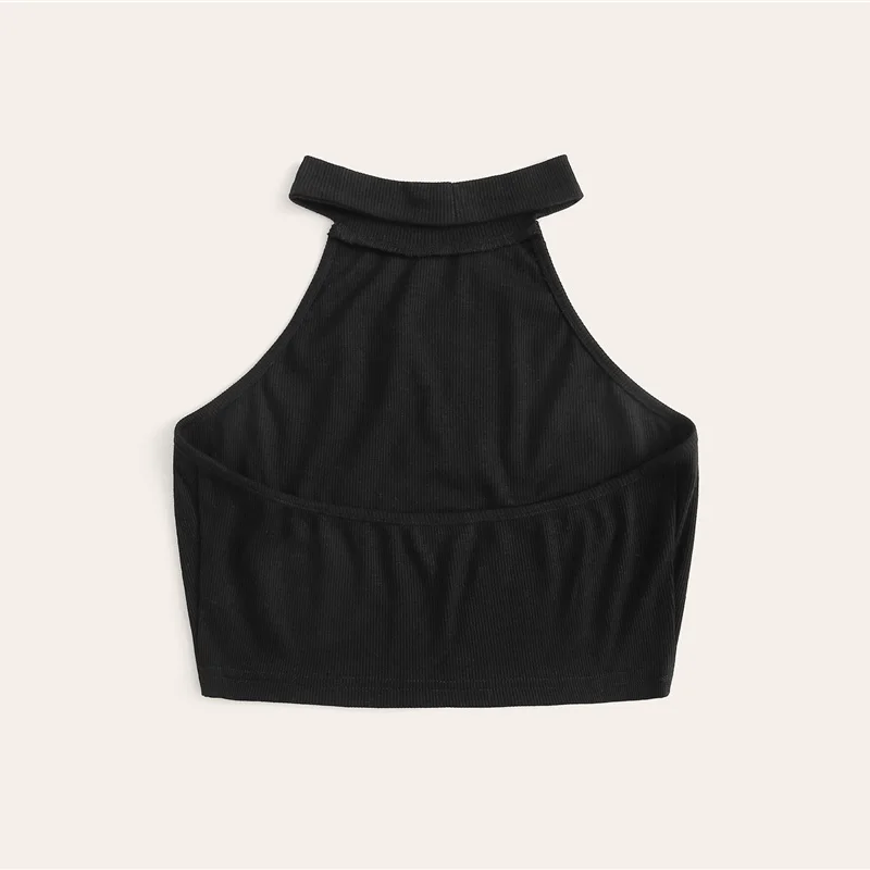 SweatyRocks женский топ с бретелькой через шею,, модный летний Повседневный Топ с открытой спиной, Женский облегающий сексуальный жилет