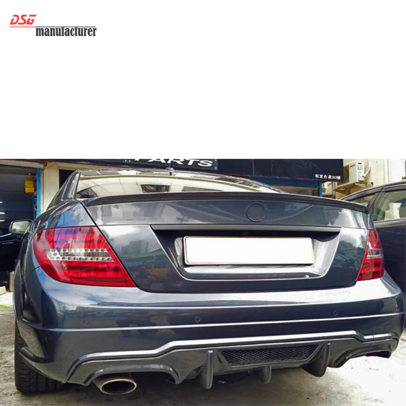 Mercedes C class w204 углеродного волокна заднего бампера для губ диффузор benz с C63 бампер