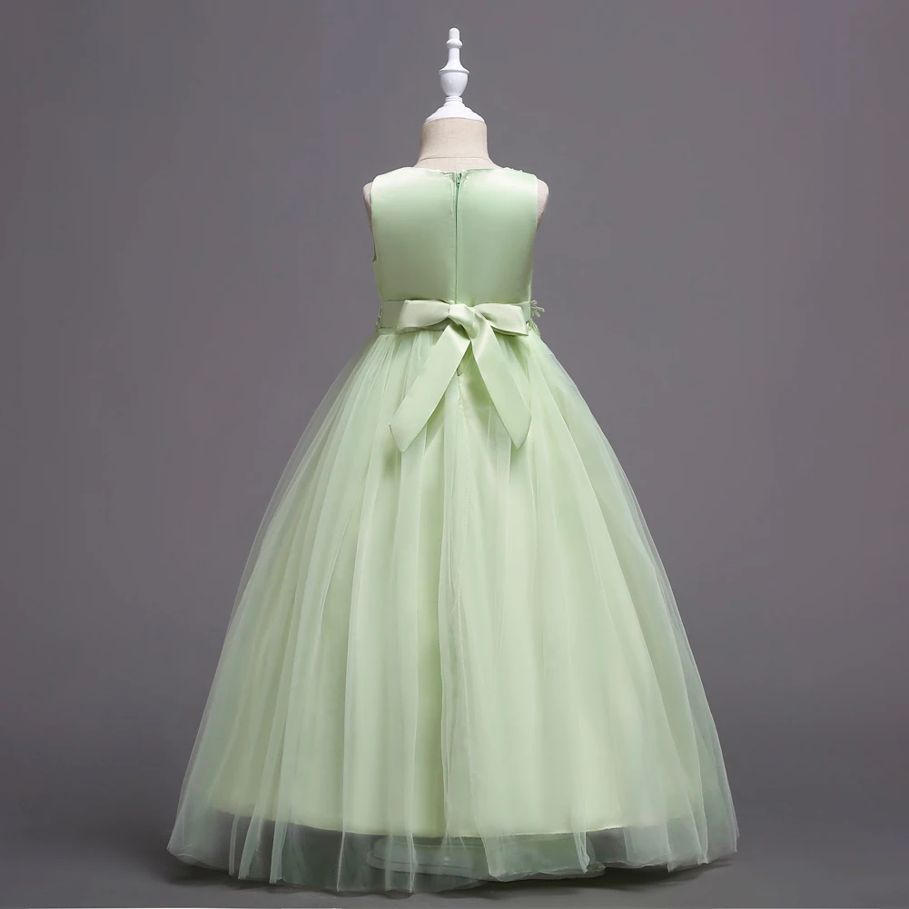 Children Age 5 To 15 Little Teenager Glitz Flower Girl Pageant Ball Gown Kids Red Pink Purple White Lime Green Prom Dress | Детская