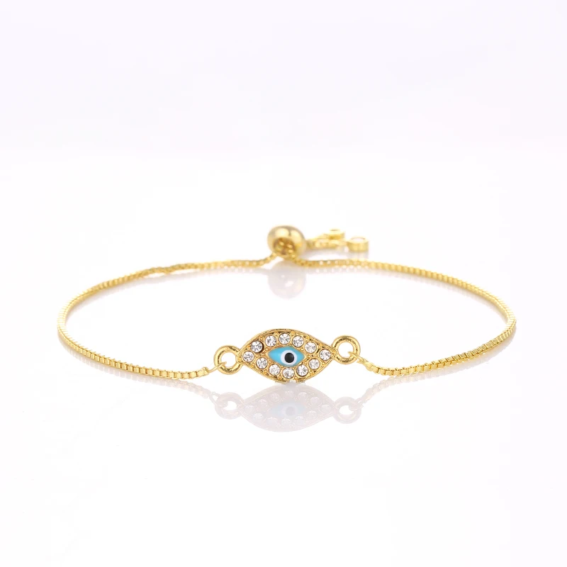 Изящные элементы браслет с подвесками от сглаза женский золотистый медный