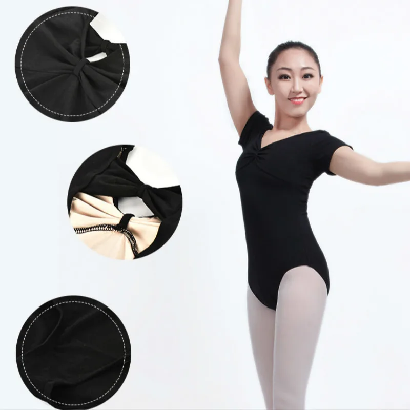 Черная танцевальная одежда гимнастический купальник трико балет для женщин