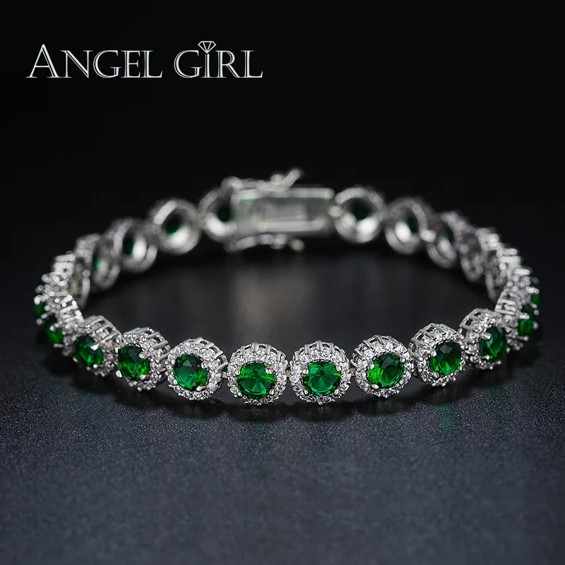 Angel Girl модный круглый белый золотой цвет роскошный зеленый кубический цирконий