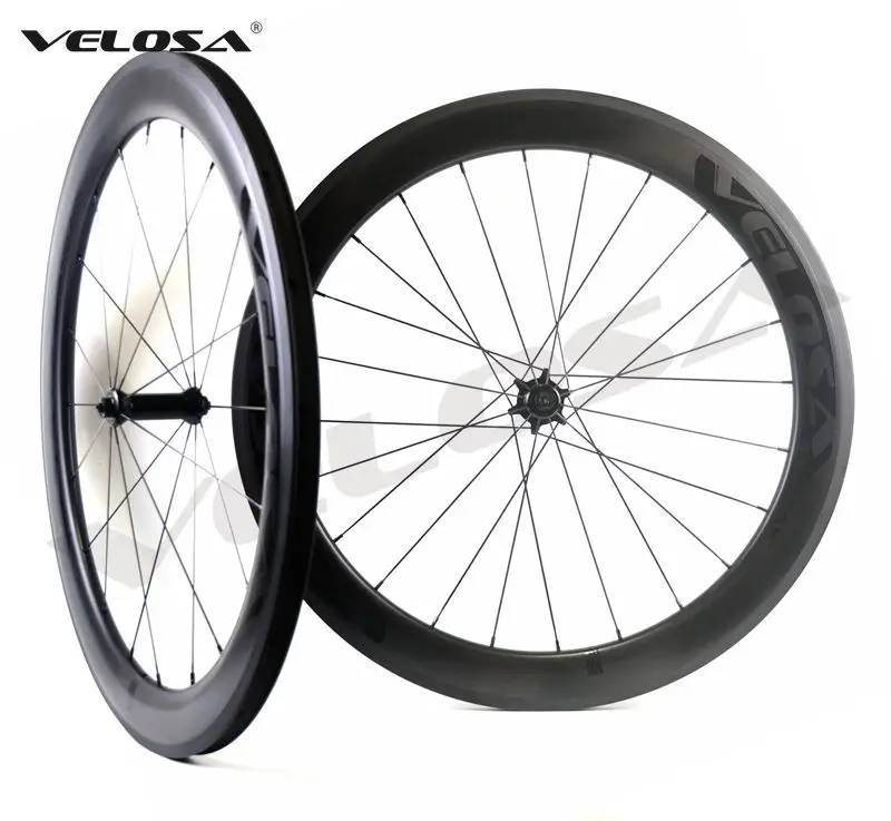 Velosa Racing 60 черная серия углеродная колесная установка, 700C дорожный велосипед супер легкие Углеродные колеса, 60 мм клинчер/трубчатые, керамические подшипники