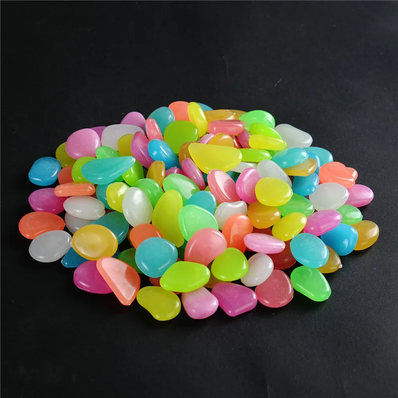 Multicolor Glow In The Dark Garden Pebbles Glow Stones Rocks for Walkways Garden Path Patio Lawn Garden Yard Decor Luminous