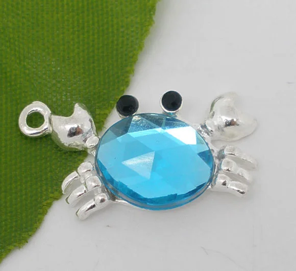 Doreen Box Милые 10 Серебристые Акриловые подвески крабы 24x13 мм (B07189)|acrylic pendant|silver pendantbox
