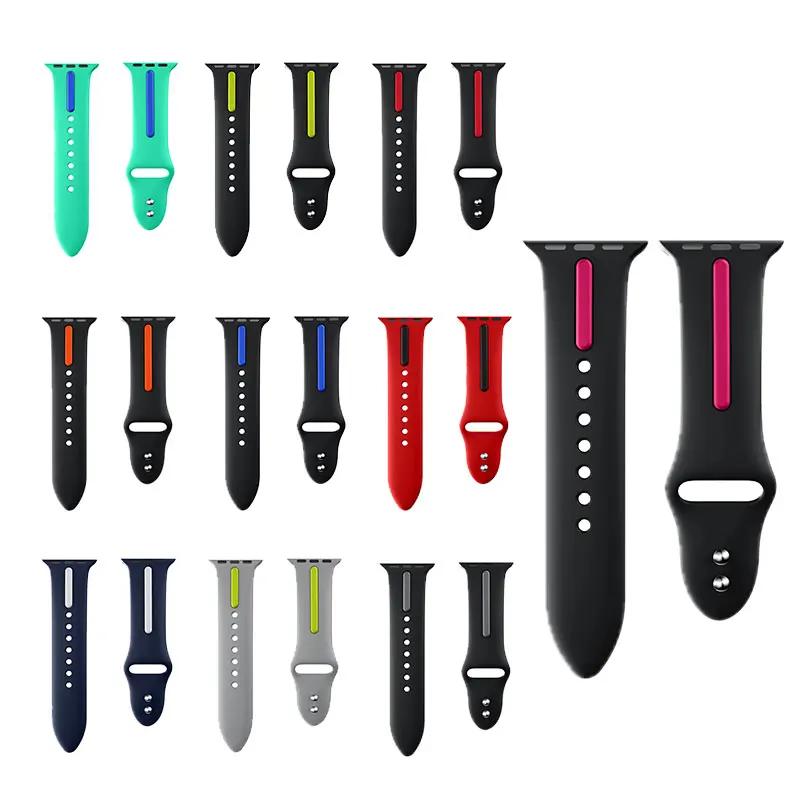 Силиконовый ремешок в полоску для Apple Watch Sport Correa Loop Band Замена iwatch IOS Smartwatch серия