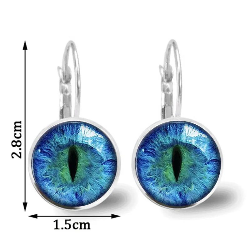 New Retro 6 Colors Dragon Cat Eye Glass earring Plated Circular Pendant For Woman Gift Charm Jewelry | Украшения и аксессуары