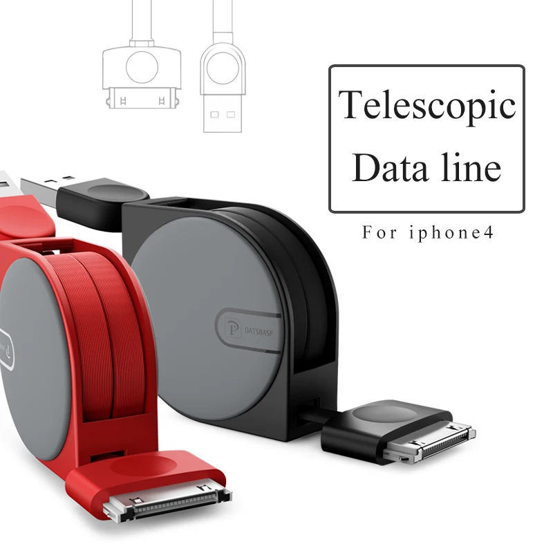 Usb-кабель с откидной крышкой для IPhone 4S 4, выдвижной кабель для зарядки и зарядки, 30pin для IPad 1, 2, 3, кабель для IPod Nano Itouch, адаптер