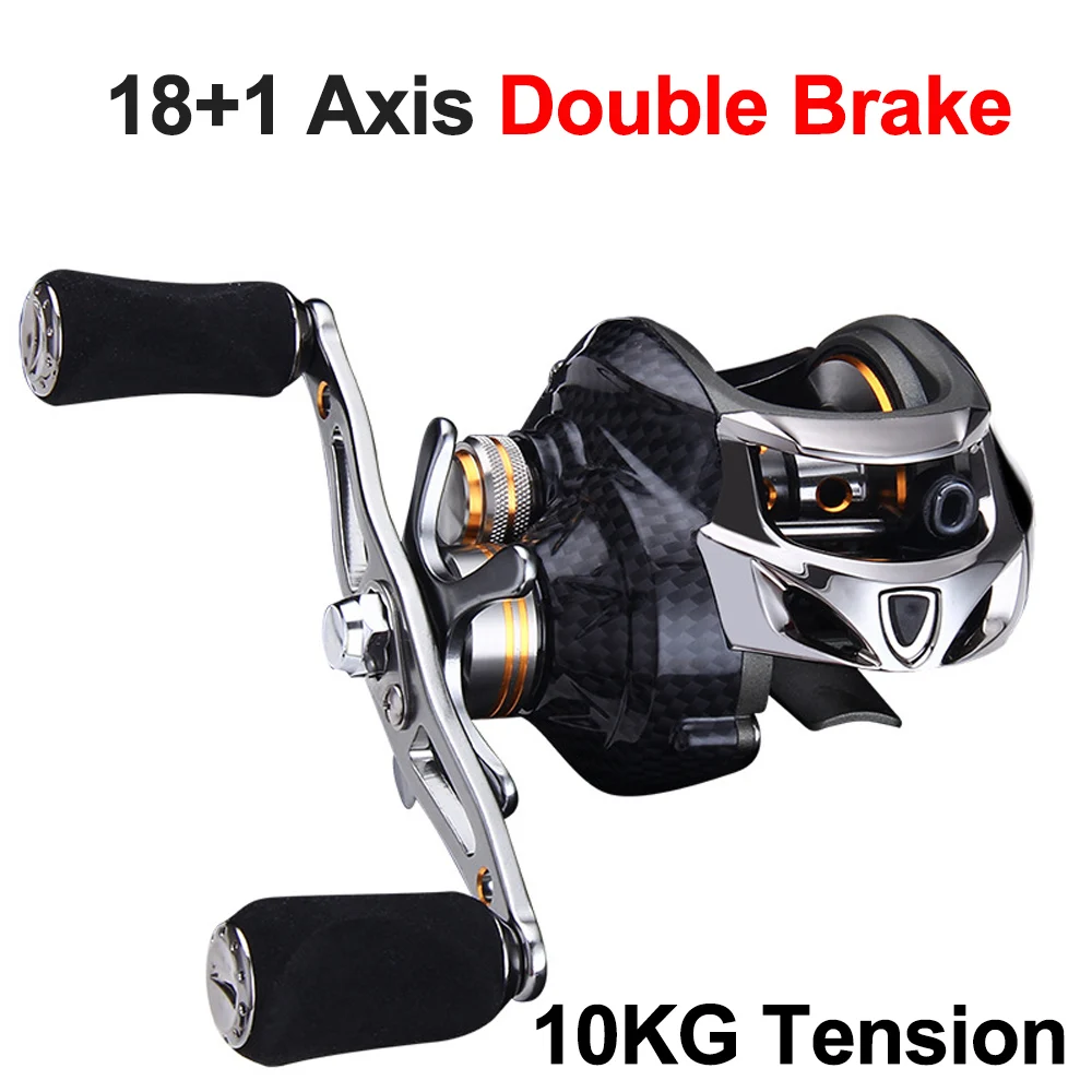 

Рыболовная катушка для заброса приманки, сильное натяжение, металлическое углеродное волокно, 18 + 1 осевая двойная тормозная приманка, низко...