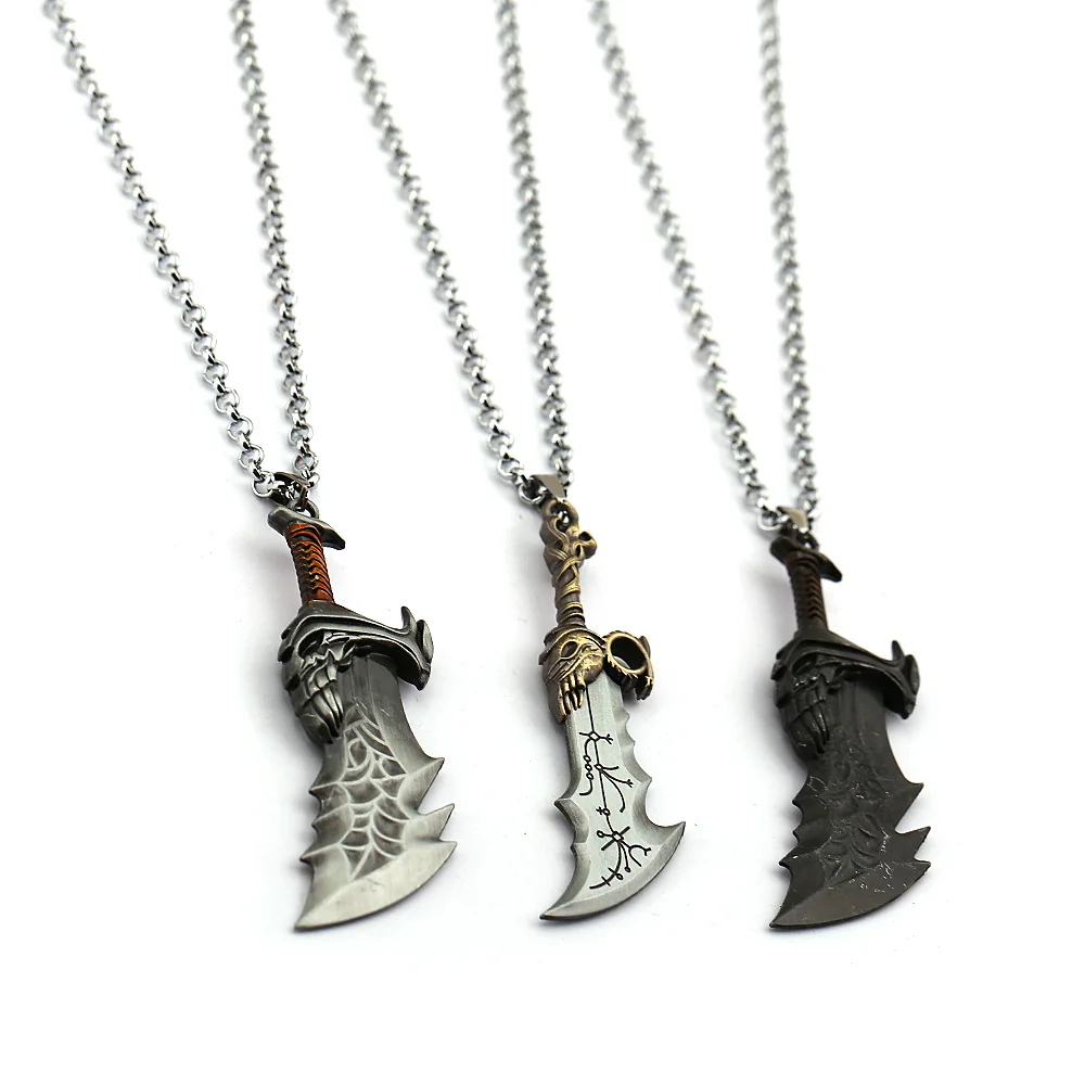 

God Of War 60cm Necklace KRATOS Weapon Blades of Chaos Metal Cool Pendant Link Chain Men Necklaces Charm Gifts Game Jewelry