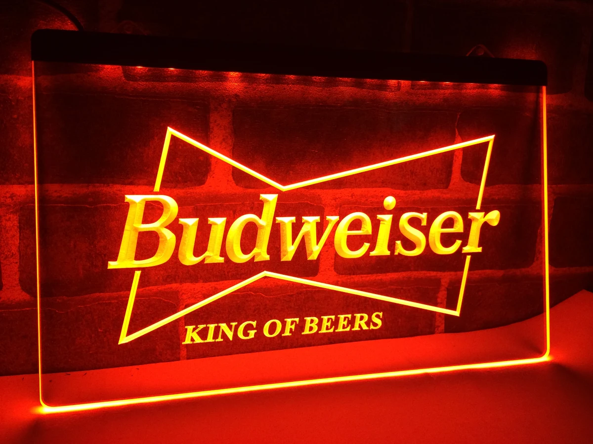 LE009 Budweiser King пивной бар паб клуб светодиодный светодиодная неоновая