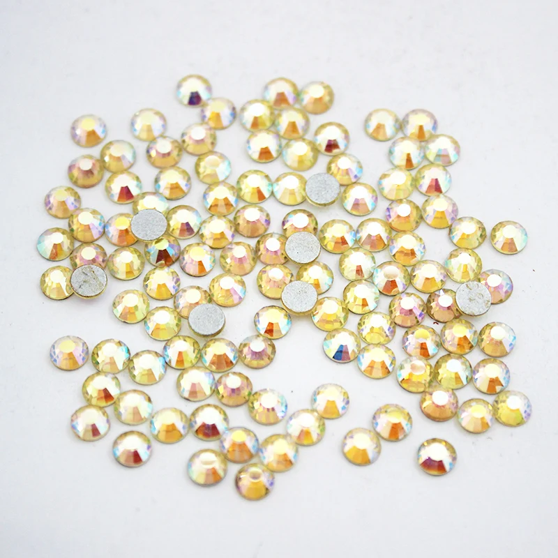 

3SS to 30SS High Quality Crystal Strass Jonquil AB Flat Back Stones Nail Art Glue On Non Hotfix Rhinestones