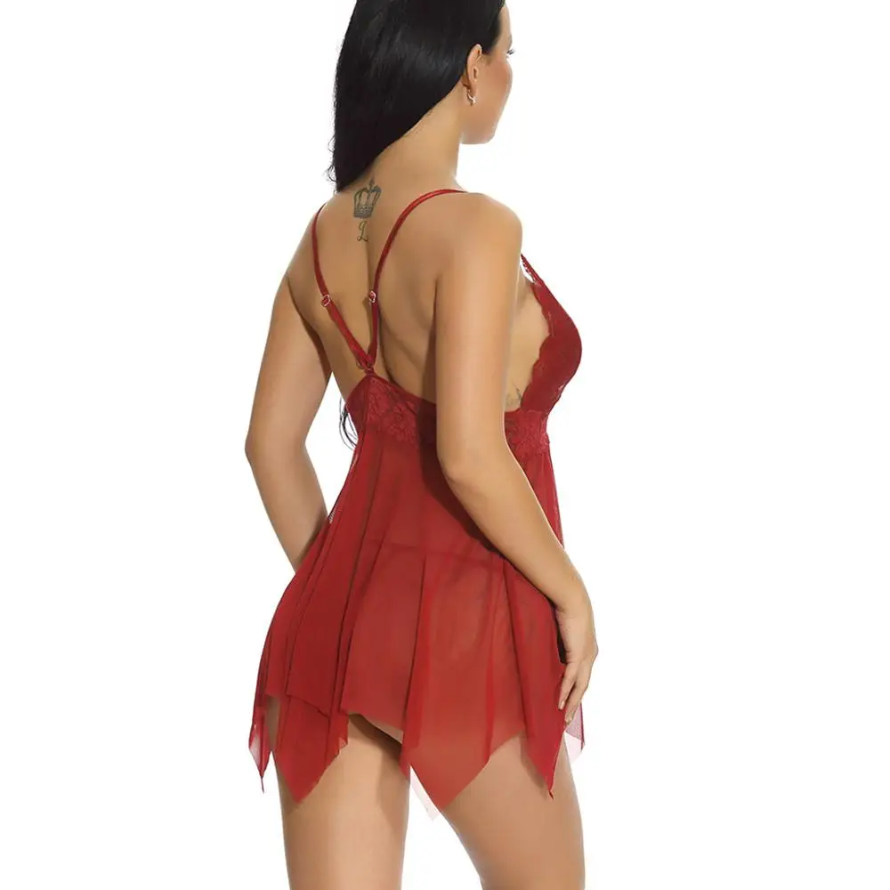 

Lingerie Sexy Hot Erotic Babydoll Dress Women Transparent Floral Lace Night Porno Chemise Underwear Costumes Baby Doll Langerie