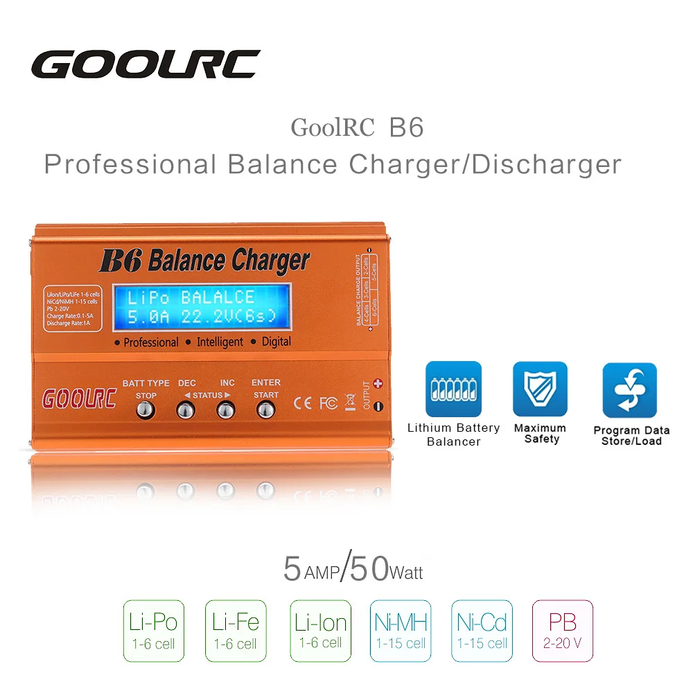 GoolRC B6 Мини Многофункциональный Баланс Зарядное устройство разрядное зарядное AC D