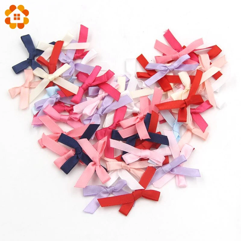 100 шт./лот DIY завязанная сатиновая подарочная лента упаковка бант для свадебного