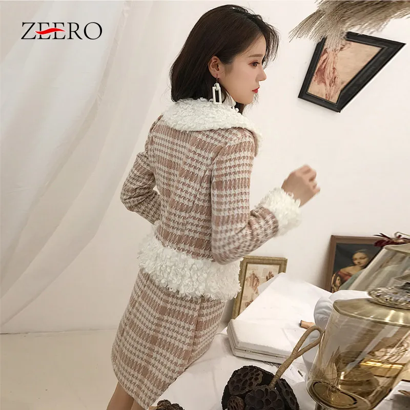 Фото Tweed Winter Women 2 Piece Set 2019 Fashion High Quality Runway Luxury Fur Collar Thick Warm Jacket Coat + Pencil Skirt Suits Женская Tweed Winter Women 2 Piece Set 2019 Fashion High Quality Runway Luxury Fur Collar Thick Warm Jacket Coat + Pencil Skirt Suits Женская
