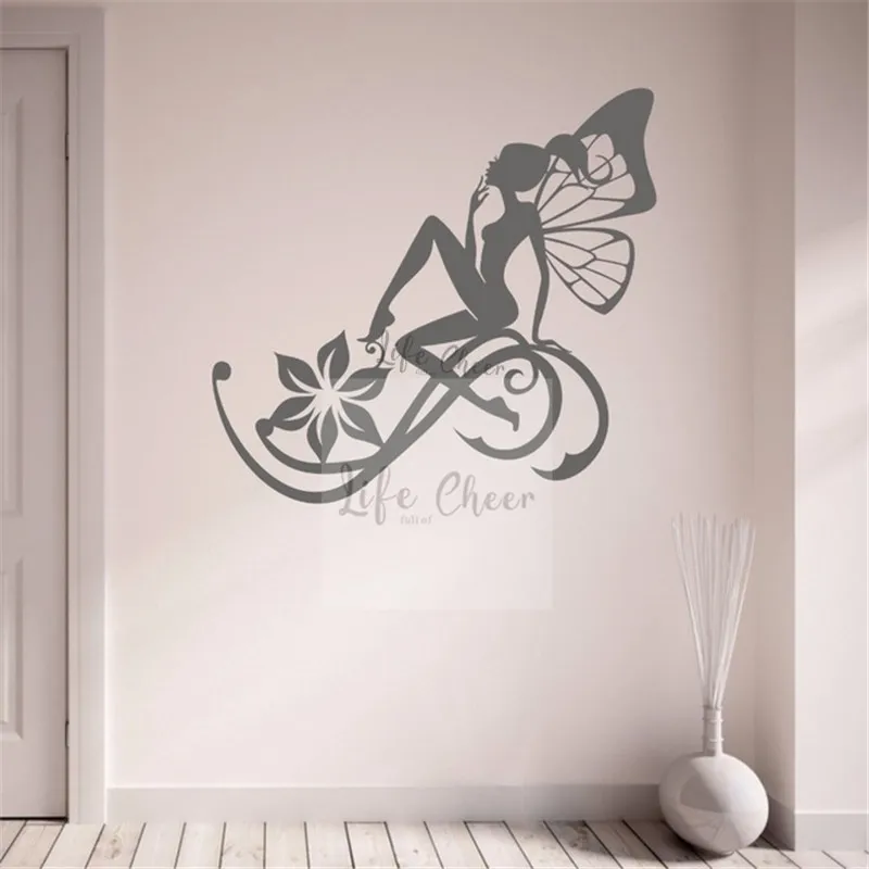 Buttterfly Beauty Girl виниловые наклейки на стену дизайн салона красоты украшение леди с