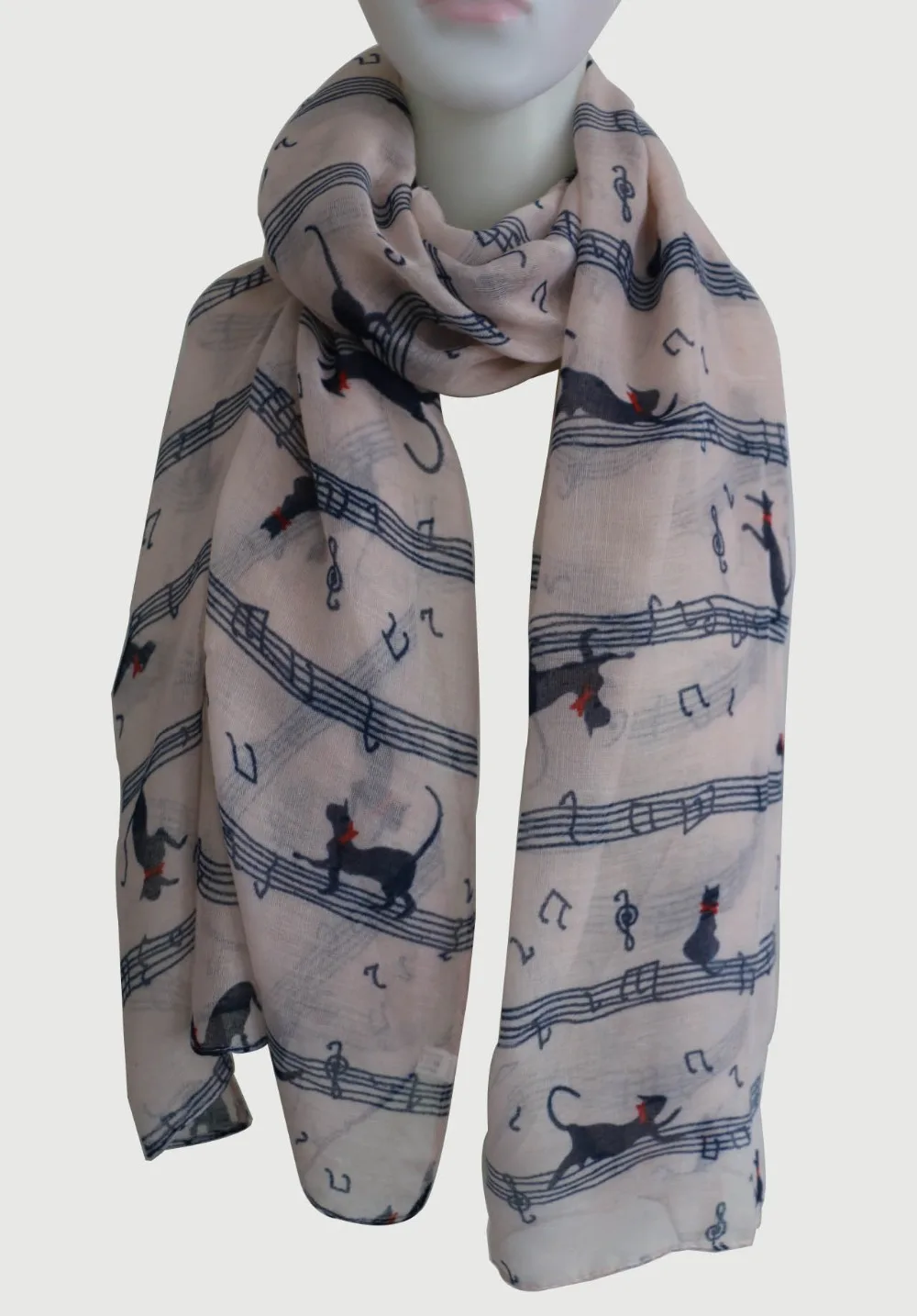 Бесплатная доставка новинка 2018 модные темно синие длинные шарфы с принтом кошек