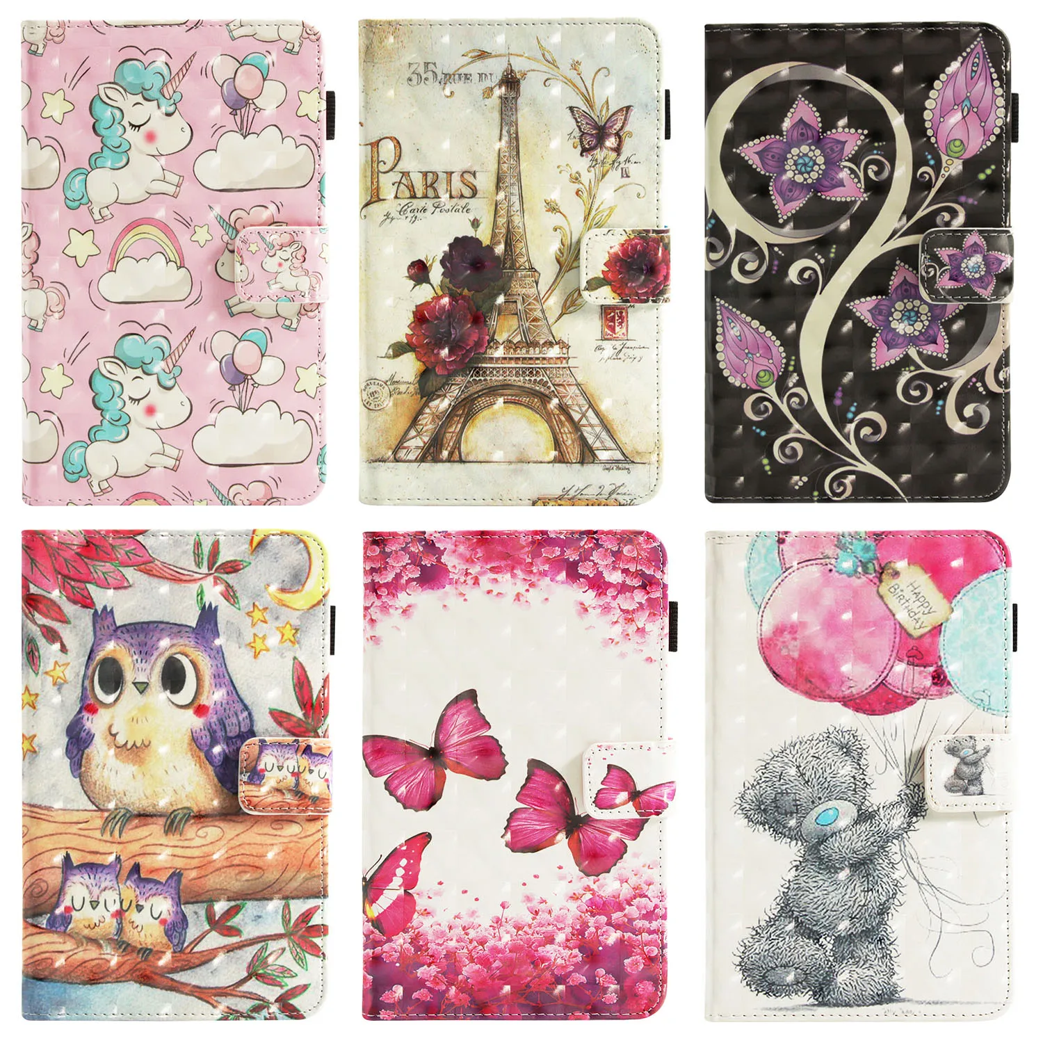 

For ipad 4 3 2 Eiffel tower Bear Painted Flip Pu Leather Cover Case For iPad Mini 4 3 2 1 Air 1 2 Pro 9.7 2017 2018 Pro 10.5 11