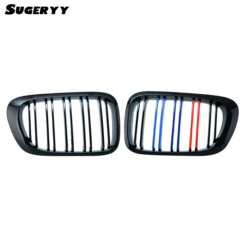 2 шт. для BMW E46 двери 3 серии 1998-2002 Передняя широкая M-Tri глянцевая черная решетка
