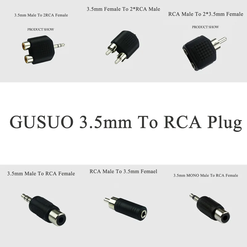 Высококачественный 3 5 мм стерео/моно штекер от GUSUO к RCA 2RCA Штекерный разветвитель
