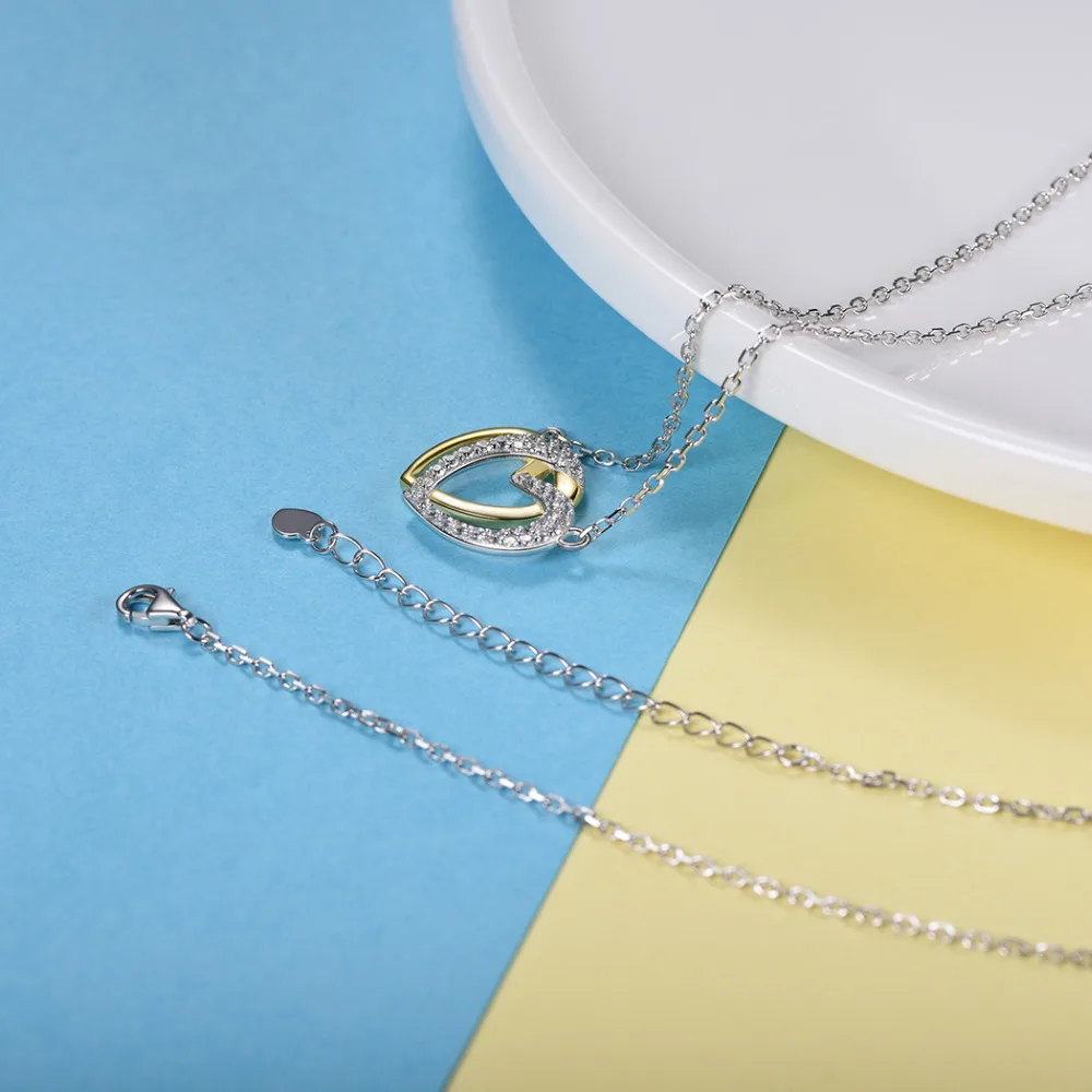 Ожерелье с подвеской в виде сердца из серебра 925 пробы фианитом B6023|necklace heart