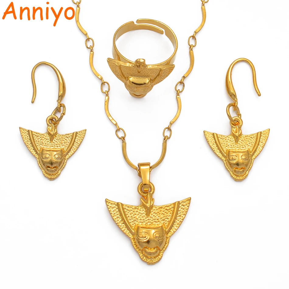 

Anniyo PNG Mask Necklace & Earrings & Ring Jewellery Sets for Women,Papua New Guinea Ethnic Items #112406