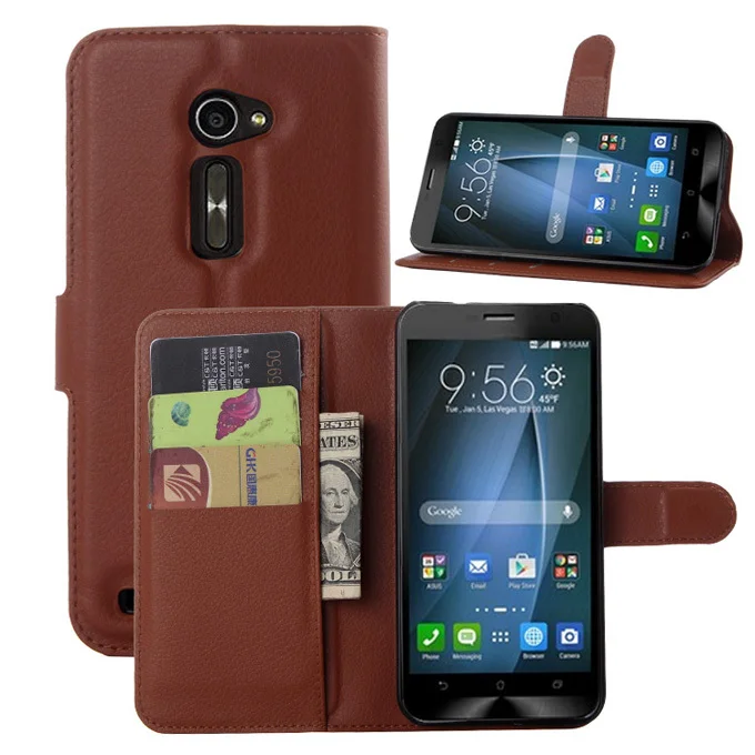 Модный кожаный чехол бумажник с личи для Asus Zenfone 2 5 0 ZE500CL/Zenfone 2E защитный флип