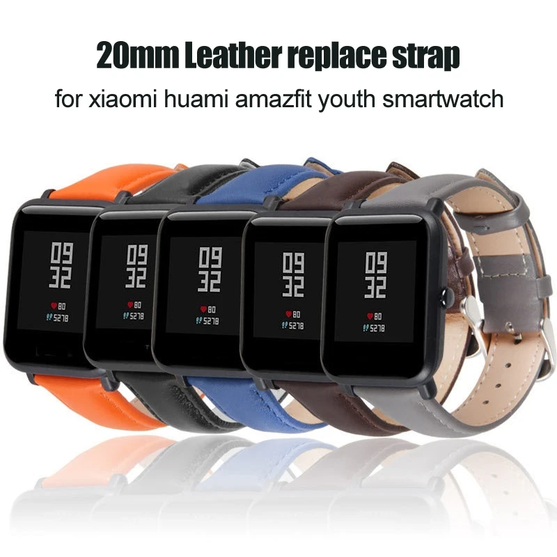 Сменный кожаный ремешок Amazfit 20 мм для Xiaomi Huami Amazfit Youth, ремешок на запястье Amazfit Bit, Молодежные Смарт-часы, браслет