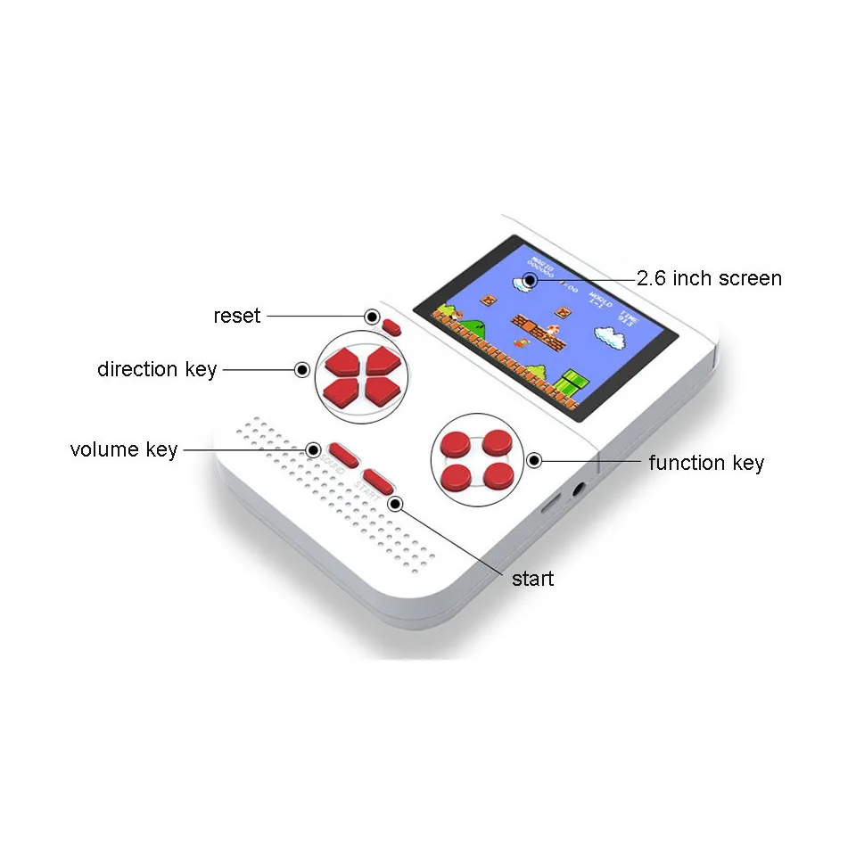 Q1 Updated RS6 Portable Retro Mini Handheld Game Console 8 bit 2.6 inch LCD Color Colour Children Player Built-in 300 games | Электроника