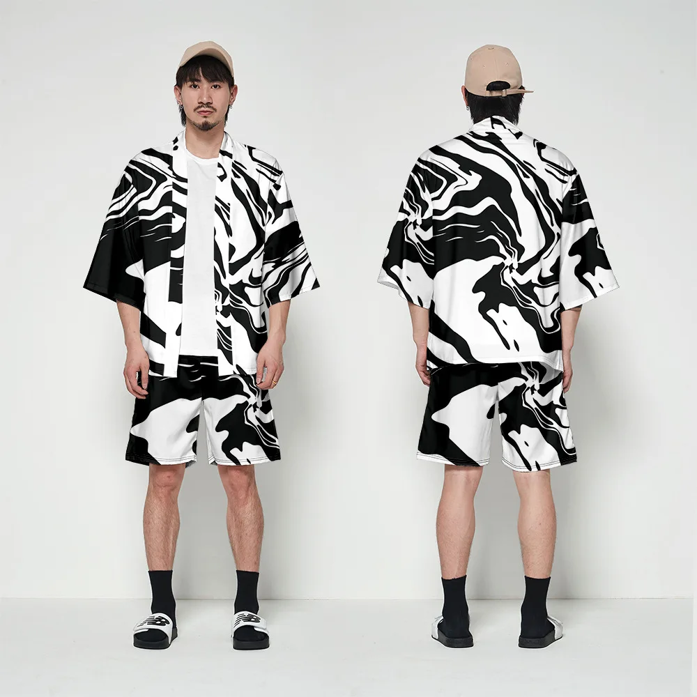 Kimono Cardigan Men Japanese Obi Male Yukata Men's Haori Short Outwear Japanese Samurai Clothing Traditional Japanese Clothing