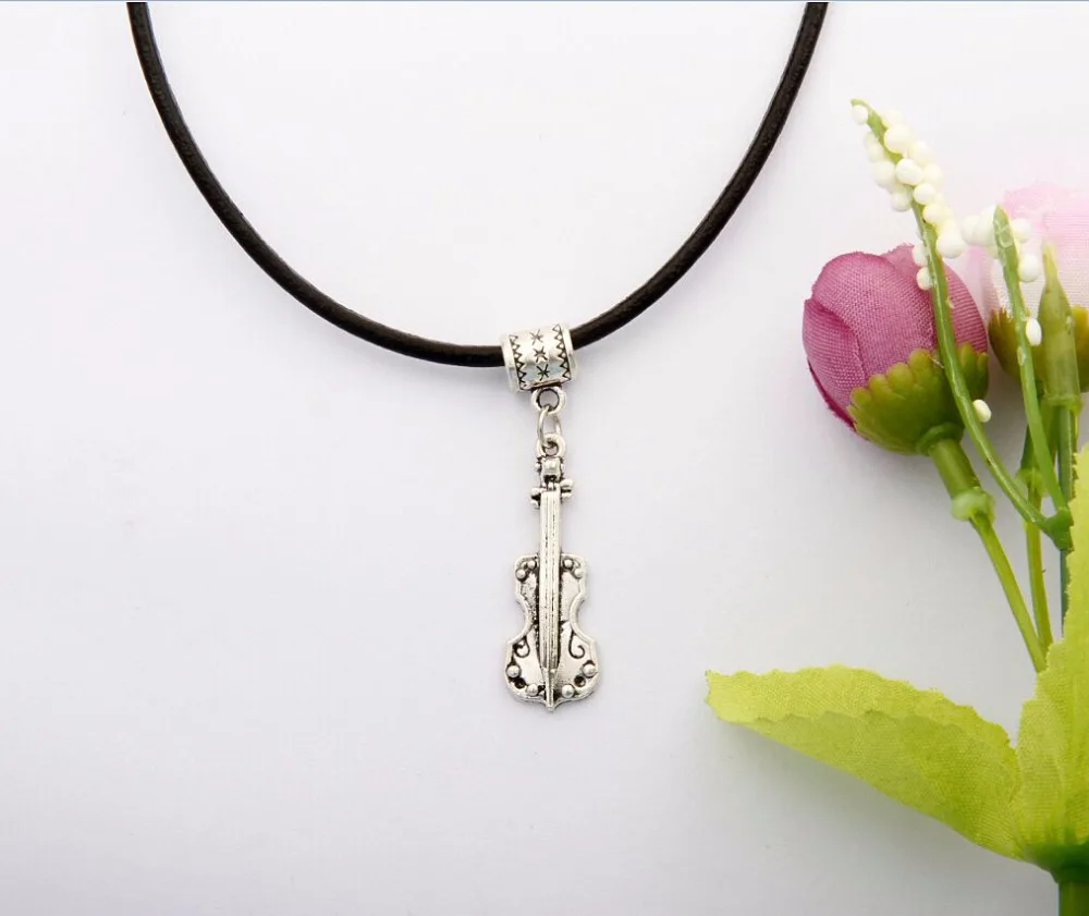 10 шт. новое горячее винтажное изделие из серебра Макси Скрипка Подвески кожи