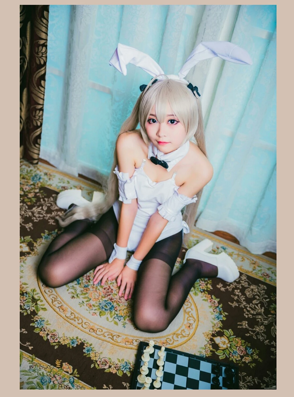 Where we are least alone Kasugano Sora Anime sexy Rabbit ear White dress Bunny Girl Cosplay costume Complete set of clothes