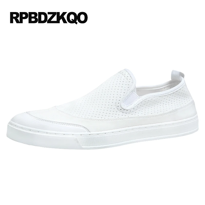 

Stylish Patchwork Casual Comfort White Men Mesh Slip On Shoes Skate Canvas Summer Breathable 2021 Platform Popular Hot Sale
