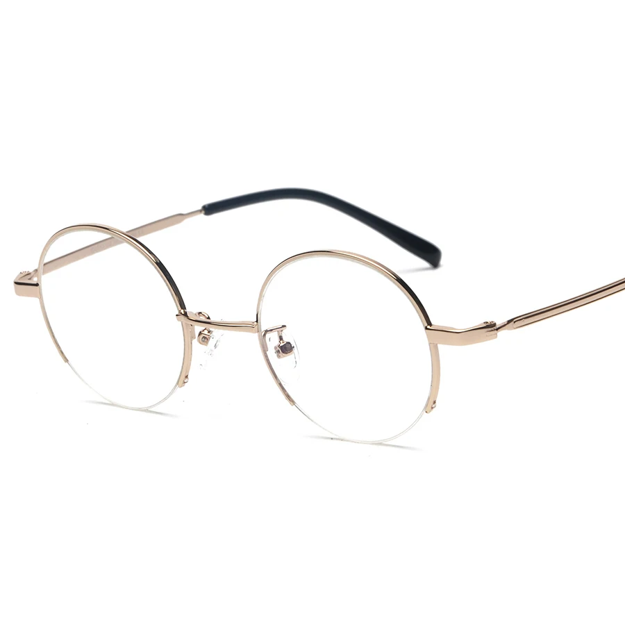2017 круглый мужские очки кадр прозрачными стеклами женские золотые очках Ретро