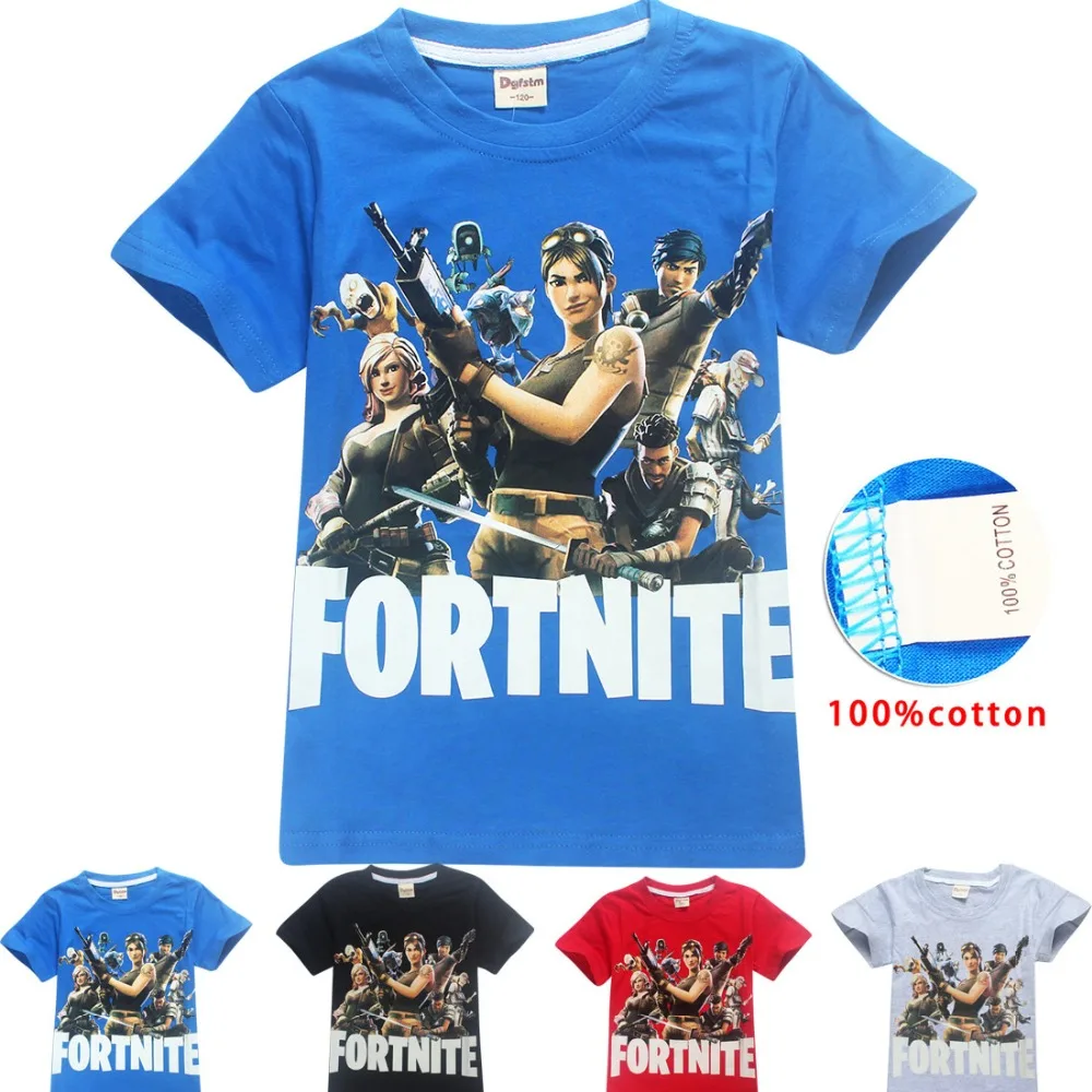 100% одежда из хлопка модные игры Fortnite Костюмы для мальчиков и девочек летняя